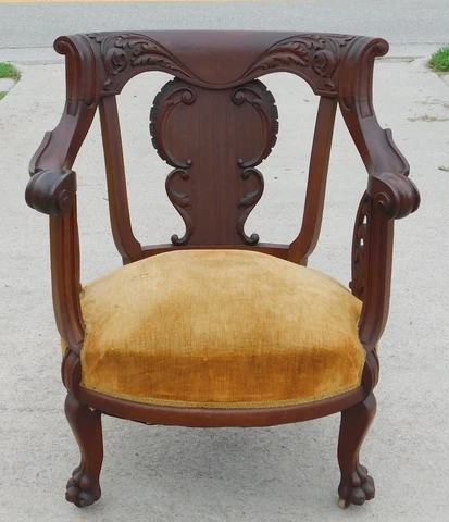 Large Mahogany Parlor Chair Claw Feet circa1900 Cover