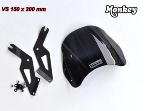MOTORCYCLE ACCESSORIES TALL SHAPE WINDSHIELD JMAX FOR HONDA MONKEY 125 BLACK - Foto 1 di 8