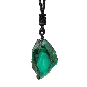 Natural Malachite Stone Quartz Pendant Mineral Chakra Crystal Healing Necklace - Picture 1 of 12