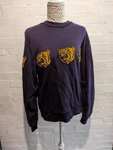 DZZIT Sweater Oversized Small Lion Purple Beast Long Sleeve Pullover Top Ladies - Picture 1 of 9