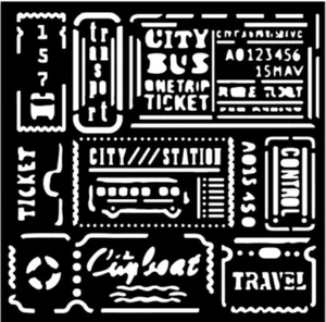 Stamperia ART OF TRAVELLING - STENCIL - TICKETS - 12CM X 12CM - Picture 1 of 2