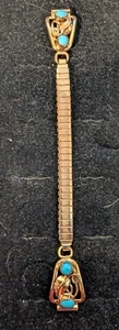 Indianer Navajo Sterlingsilber Gold Filled Türkis Damenuhr Spitze - Bild 1 von 3