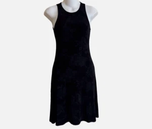 Vtg Black Mini Dress Y2K Joule Size Small Grunge Stretchy Floral Print Tank - Picture 1 of 5