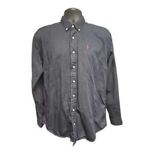 Ralph Lauren Black Shirt Mens XL Vintage The Blaire Button Down 90s Faded - Picture 1 of 6