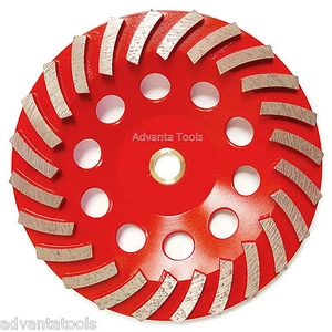 7” Spiral Turbo Concrete Grinding Cup Wheel - 30/40 Grit Diamond 24seg 7/8"-5/8" - Picture 1 of 4