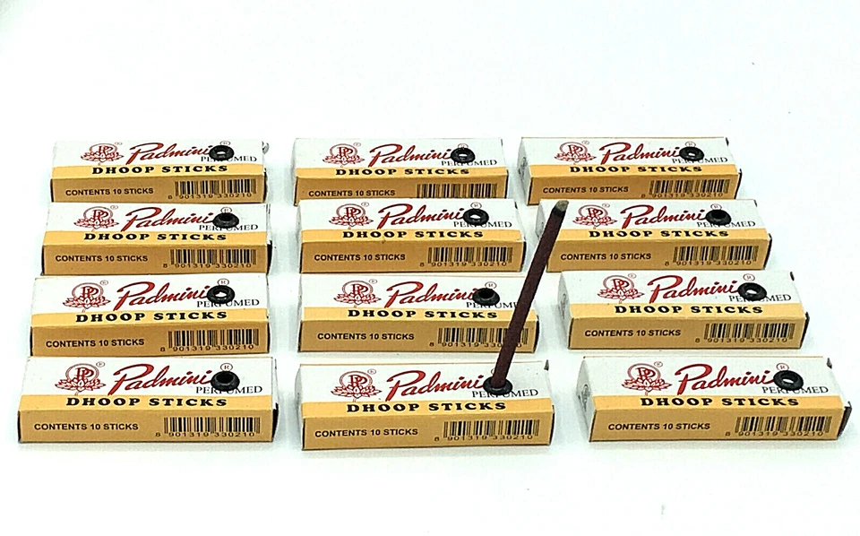Incenso Padmini Bastoncini Set 10 Scatole de 10 Dhoop Bastoncini King Size