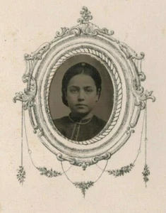 Fotografia d'epoca 1880 in tinta bellissima ragazza occidentale studio ritratto montato - Foto 1 di 2