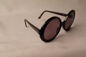 70s chunky oval Circle black sunglasses Taiwan 60s Mod Round - Picture 1 of 14