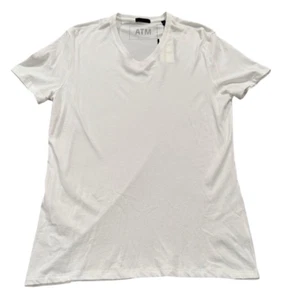NEW ATM Modal Slim Fit V Neck Tee White Size Small NWT FREE Shipping - Picture 1 of 2