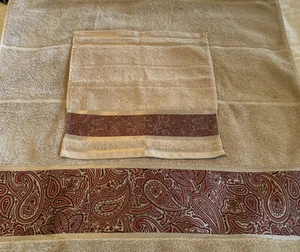 Estate Sale Vintage Spring Maid bath towel And Wash Cloth Paisleys Edge - Picture 1 of 5