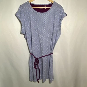 Calida Nightgown Short Cap Sleeve Belted Blue Wine Cotton/Modal Knee Length Sz L - Picture 1 of 13