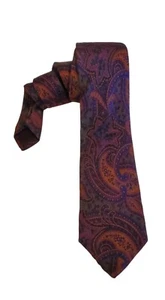 Allen Lolly Navy Blue Red and Tan Green Paisley Silk Mens Tie - Picture 1 of 5