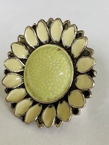 Huge Les Gens Du Sud SunFlower Silver Tone enamel cocktail Ring Size 8 - Picture 1 of 12