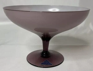 Old Morgantown Footed Compote Cased Lead Crystal Stella Vintage Amethyst - Picture 1 of 17