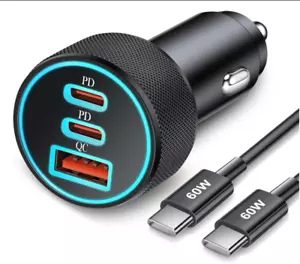 67W 3-Port Super Fast Type C Car Charger USB C for Samsung Galaxy S25 S24 S23 S2 - Picture 1 of 8