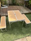 Folding Picknic Table With Benches Bamboo Effect