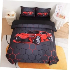 Podol 5 Pieces Race Car Comforter Set Size Sports Car Bedding Sets for Full Red - Picture 1 of 8