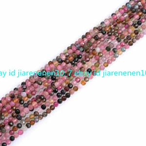 Natural Multi-color Tourmaline Faceted Round Tiny Beads Jewelry Making 2mm 3mm - Picture 1 of 12