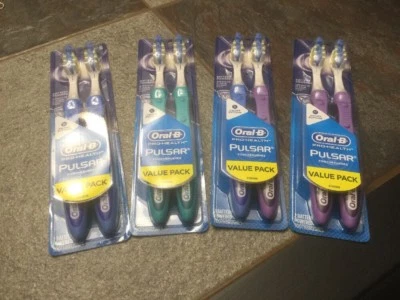 ORAL-B ORAL B PULSAR PRO*HEALTH SOFT OR MEDIUM VALUE PACK (4)2 PACKS = 8 TOOTHBRUSHES