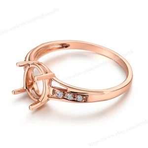 Polish Shank Ring Diamond Fine Jewelry Semi Mount Oval 8x6mm Solid 14k Rose Gold - Picture 1 of 10