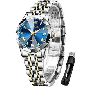 OLEVS Original Diamond Elegant Stainless Steel Women's Watch Quartz Waterproof - Picture 1 of 9