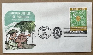 1973 Philippines FDC • Golden Jubilee of Scouting • Manila Cancel • 12/28/1973 - Picture 1 of 5