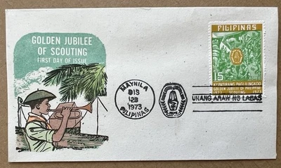 1973 Philippines FDC • Golden Jubilee of Scouting • Manila Cancel • 12/28/1973 - Image 1 of 4