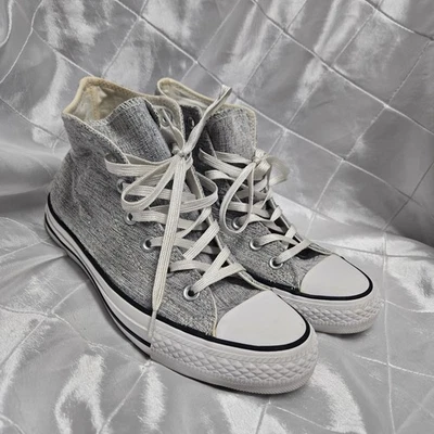 匡威 Converse Chuck Taylor 全明星高灰色闪亮针织粗花呢 553411F 女式 8 码 — 第 1/4 张图片