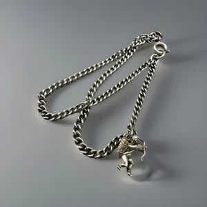 "Antigua pulsera doble inglesa Art Deco con dije de Cupido, 6,5"" 13 g 1932" - Imagen 1 de 8