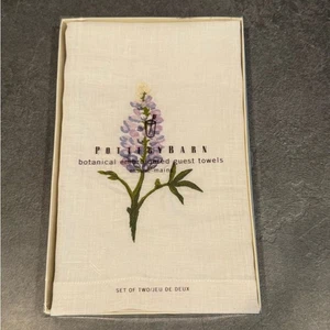 Neu im Karton 2er Set Pottery Barn Botanisch Bestickt Leinen Gästetücher - Bild 1 von 3