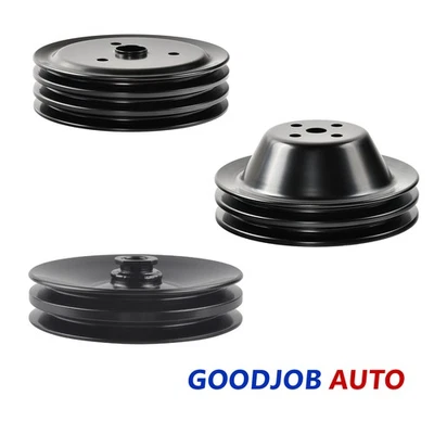 Bomba de agua corta de dirección asistida polea de 2 ranuras + cigüeñal 3G para SB Chevy SWP Foto 1 de 4