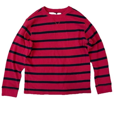 Crazy 8 Boys Thermal Shirt Knit Top Boys Large L 10-12 Red Striped Long Sleeve - Image 1 of 4