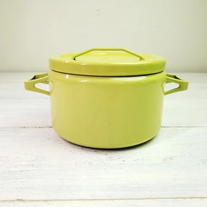 Vintage MCM Finel Finlandia Seppo Mallat Arabia Smalto Verde Pentola Coperchio Forno Olandese - Foto 1 di 9