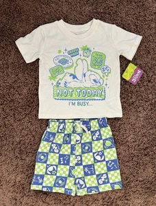 Disney Stitch 2-Piece Set 3T – “Not Today I’m Busy” Shirt & Drawstring Shorts - Picture 1 of 15