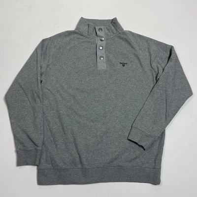 Sudadera pulóver de algodón gris jaspeado grande Barbour 1/4 Snap para hombre Foto 1 de 4