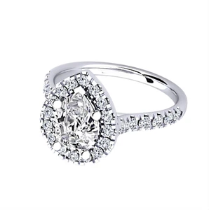 950 Platinum Engagement Ring IGI Certified Lab Created Diamond 1.55 Ct Pear Cut - Picture 1 of 11