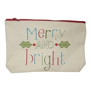 Thirty One 31 Merry and Bright Zipper Pouch Storage Bag Christmas 12" X 8" New - Picture 1 of 7