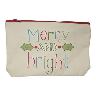 Thirty One 31 Merry and Bright Zipper Pouch Storage Bag Christmas 12" X 8" New - Image 1 of 4