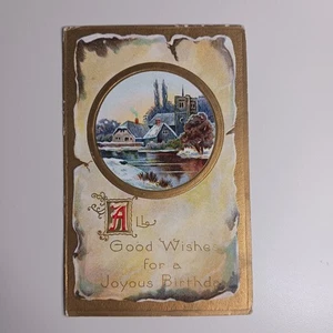 Joyous Happy Birthday Embossed Gold Posted 1911 Postcard - Picture 1 of 8