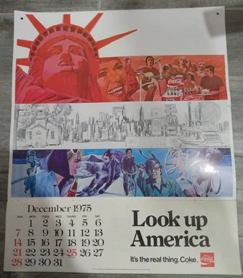 1976 COKE LOOK UP AMERICA BICENTENNIAL ADVERTISING CALENDAR LARGE 21X18 VTG COCA - Image 1 of 4