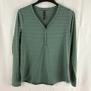 Camisa Top Kuhl Ardenna Henley Estilo 8006 Mediana Verde Blanco Rayas - Imagen 1 de 6