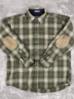Pendleton Mens 100% Virgin Wool Flannel Shirt Elbow Patches Plaid Size XL - Image 1 of 4