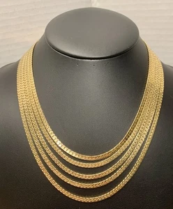 Wunderschönes Monet Vintage Halsband goldfarben fünf Strang Fischgrätmuster - Bild 1 von 8