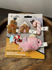 Our Pets Christmas Kitty Catnip Crinkle Plush Toys 5-pack Kitty Cocoa Candy Cane - Picture 1 of 8