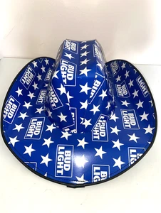 Bud Light Beer Cowboy Hat One Size Fits Most Adults Blue And White Hat Stars - Picture 1 of 8