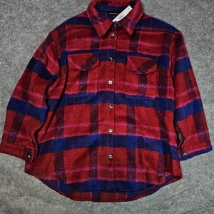 NWT Davi & Dani MULTI PLAID COLOR BLOCKED BUTTON CHEST POCKET SHIRT JACKET 3XL - Picture 1 of 6