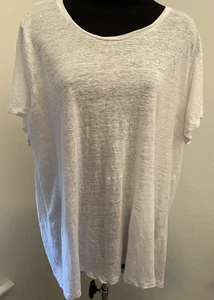 Tahari 100% Linen Tunic Top Women’s White Lagenlook Relaxed Breathable Beach 2X - Picture 1 of 4