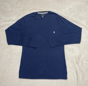 Polo Ralph Lauren Waffle Knit Sleep Shirt Men Small Blue Long Sleeve White Pony - Picture 1 of 8