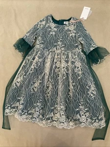 Grace Karin Dress 10 Girls Green Fairy Lace Overlay Special Occasion Nwt - Picture 1 of 6