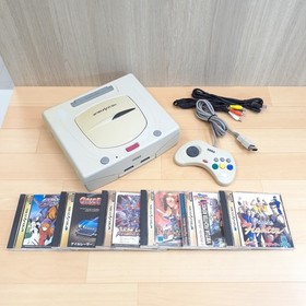 Sega Saturn console bundle with 6 games tested Japanese white system